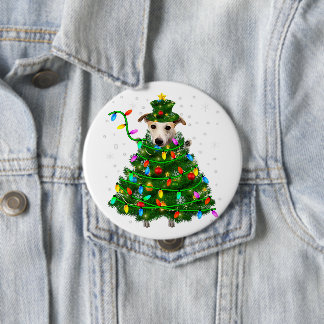 Badge Rond 10 Cm Arbre de Noël Xmas Whippet |Feux de Noël