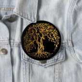 Badge Rond 10 Cm Arbre de vie Mehndi (Or) (En situation)