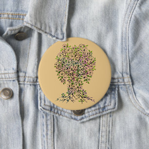 Badge Rond 10 Cm Arbre De Vie - Spirales Fruits Feuille 1