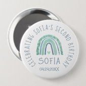 Badge Rond 10 Cm Arc-en-ciel bleu et vert à la menthe (Devant & derrière)