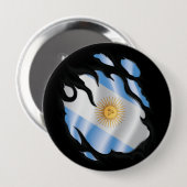 Badge Rond 10 Cm Argentine déchiré le drapeau (Devant & derrière)