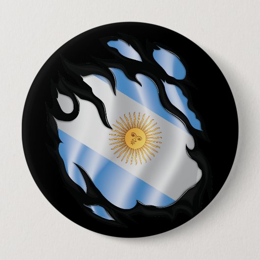 Badge Rond 10 Cm Argentine déchiré le drapeau (Devant)