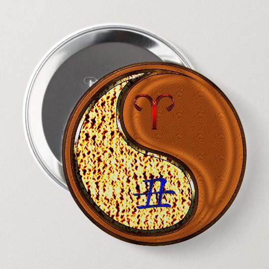 Badge Rond 10 Cm Aries et bois d'ox (Devant & derrière)