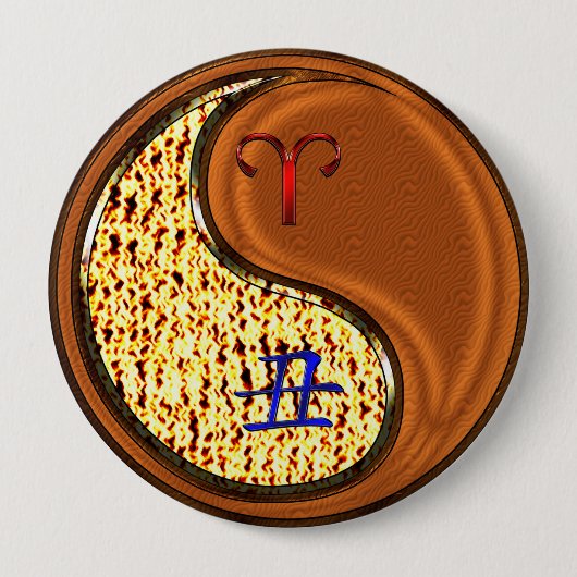 Badge Rond 10 Cm Aries et bois d'ox (Devant)