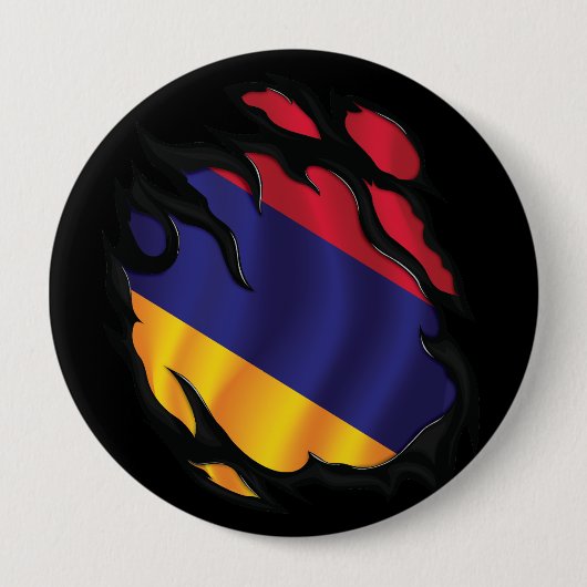 Badge Rond 10 Cm Arménie Drapeau déchiré (Devant)