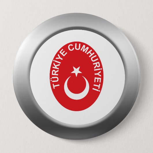 Badge Rond 10 Cm Armoiries de Turquie (Devant)