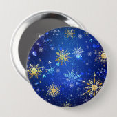 Badge Rond 10 Cm Arrière - plan Bleu XMAS avec des flocons de neige (Devant & derrière)