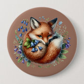 Badge Rond 10 Cm Art botanique du renard floral (Devant)