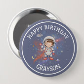Badge Rond 10 Cm Astronaut Outer Space Boy Birthday (Devant & derrière)