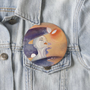 Badge Rond 10 Cm Attaque à la nébuleuse et collier galactique à per