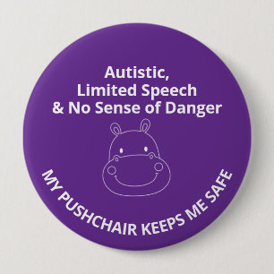 Badge Rond 10 Cm Autiste personnalisé, non-verbal et aucun sens du