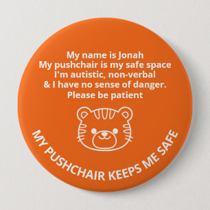 Badge Rond 10 Cm Autiste personnalisé, non-verbal et aucun sens du