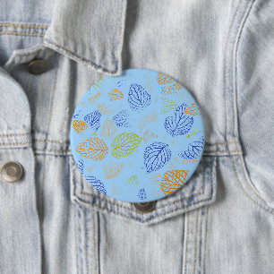 Badge Rond 10 Cm Automne, Motif Feuille 3