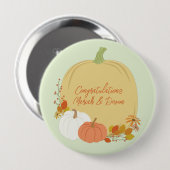 Badge Rond 10 Cm Baby shower Citrouille d'automne (Devant & derrière)