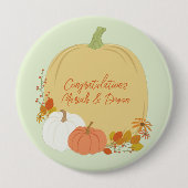 Badge Rond 10 Cm Baby shower Citrouille d'automne (Devant)
