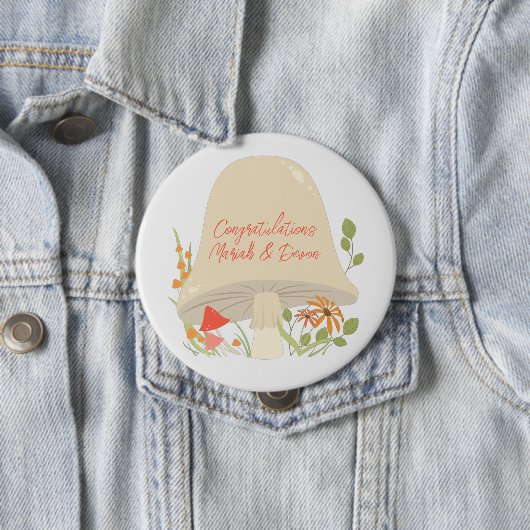 Badge Rond 10 Cm Baby shower de champignons des bois (En situation)