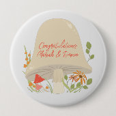 Badge Rond 10 Cm Baby shower de champignons des bois (Devant)