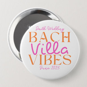 Badge Rond 10 Cm Bach Villa Vibes - Pink and Orange Tropical