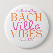 Badge Rond 10 Cm Bach Villa Vibes - Pink and Orange Tropical (Devant)