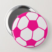 Badge Rond 10 Cm Balle de soccer rose chaud (Devant & derrière)