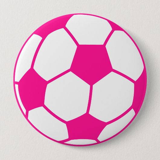 Badge Rond 10 Cm Balle de soccer rose chaud (Devant)