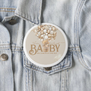 Badge Rond 10 Cm Ballons d'ours Baby shower d'attente précoce