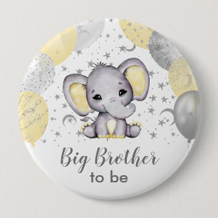Badge Rond 10 Cm Ballons éléphants à gros frère jaune mignon