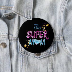 Badge Rond 10 Cm Bande dessinée Pop Art Superhero Fête des mères de