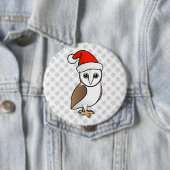 Badge Rond 10 Cm Barn Owl Père Noël (En situation)