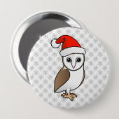 Badge Rond 10 Cm Barn Owl Père Noël (Devant & derrière)