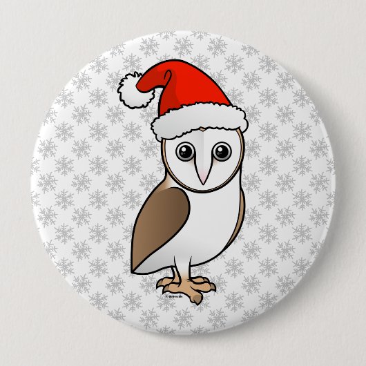 Badge Rond 10 Cm Barn Owl Père Noël (Devant)