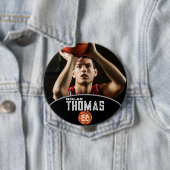 Badge Rond 10 Cm Basketball Player Personalized Picture Name Number (En situation)
