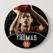 Badge Rond 10 Cm Basketball Player Personalized Picture Name Number (Devant)