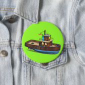 Badge Rond 10 Cm Bateau remorqueur (En situation)
