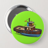 Badge Rond 10 Cm Bateau remorqueur (Devant & derrière)