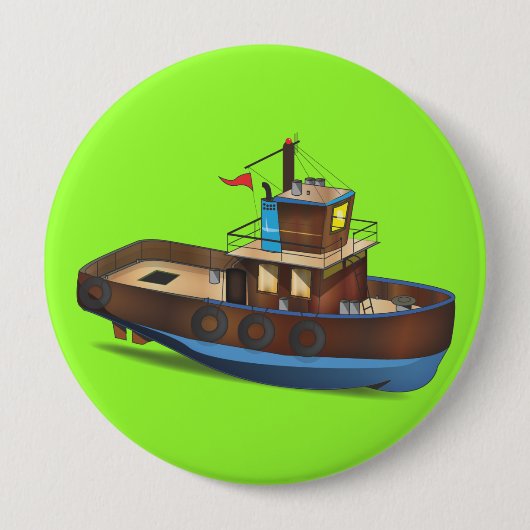 Badge Rond 10 Cm Bateau remorqueur (Devant)