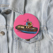 Badge Rond 10 Cm Bateau remorqueur (En situation)