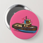 Badge Rond 10 Cm Bateau remorqueur (Devant & derrière)
