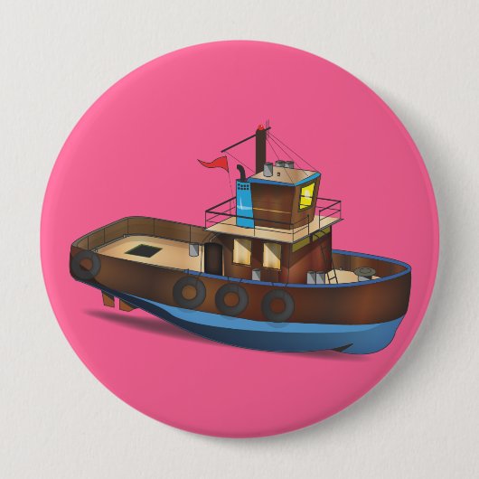 Badge Rond 10 Cm Bateau remorqueur (Devant)