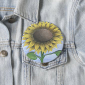 Badge Rond 10 Cm Beautiful Sunflower Drawing (En situation)