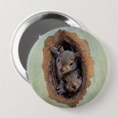 Badge Rond 10 Cm Bébé écureuils gris Noël (Devant & derrière)