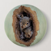 Badge Rond 10 Cm Bébé écureuils gris Noël (Devant)