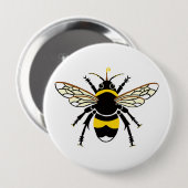 Badge Rond 10 Cm BEE cool - Insecte - jaune et noir (Devant & derrière)