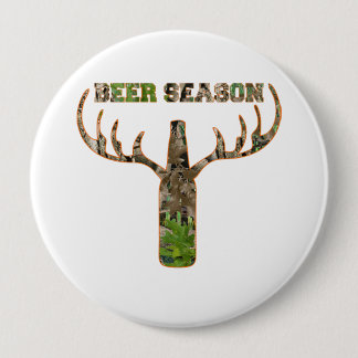 Badge Rond 10 Cm Beer Season Hunting Season Venin For Hunter