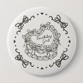 Badge Rond 10 Cm Beige Bow Retro Coeur Coquette gâteau Anniversaire (Devant)