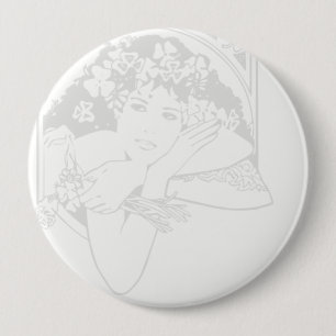 Badge Rond 10 Cm Belle Femme avec Clovers & Shamrocks -