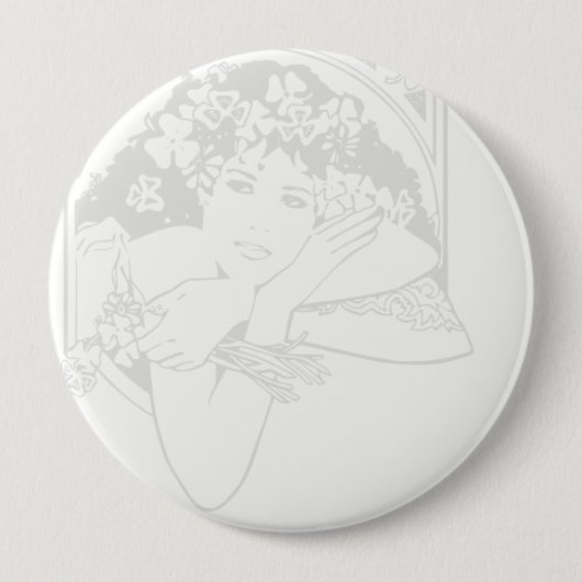 Badge Rond 10 Cm Belle Femme avec Clovers & Shamrocks - (Devant)