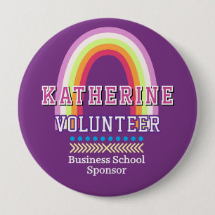 Badge Rond 10 Cm Bénévole Arc-en-ciel Violet