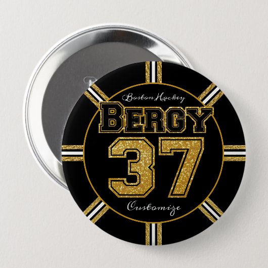 Badge Rond 10 Cm Bergy de hockey de Boston 37 (Devant & derrière)