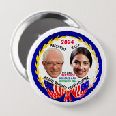Badge Rond 10 Cm Bernie Sanders / Bouton AOC 2024 (Devant & derrière)
